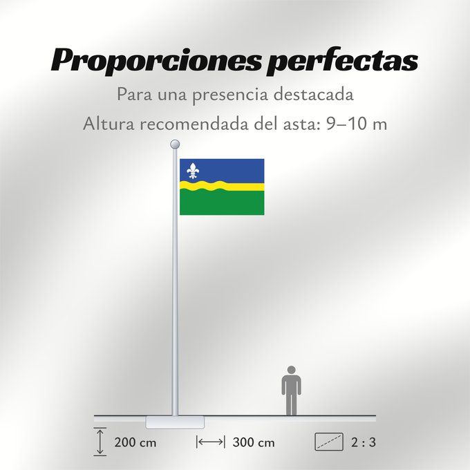 Proporciones de la bandera: Flevoland	Flevoland 	Flevolanda	Fan Flevolân	Vlage van Flevolaand	Vlagge van Flevoland
