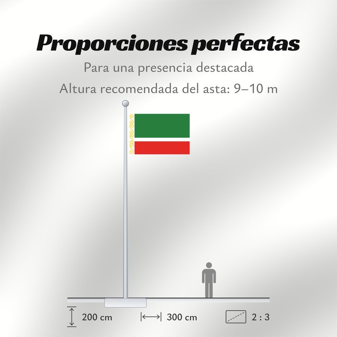 Proporciones de la bandera: Chechen Republic	Chechenia	Tschetschenische	Cecenia	Байракх Нохчийн Республикан	Флаг Чеченской Республики	Парчами Ҷумҳурии Чеченистон	Стяг Чеченської Республіки Російської Федерації