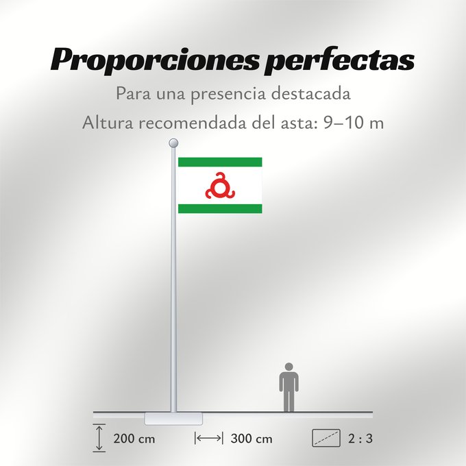 Proporciones de la bandera: Ingushetia	Republic of Ingushetia	Inguschetien	Inguscezia	Флаг Ингушетии