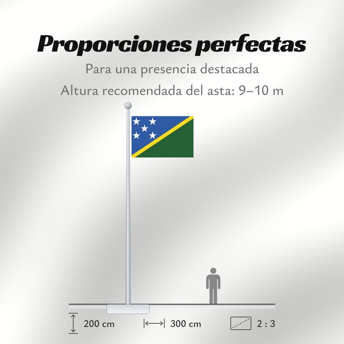 Proporciones de la bandera: Solomon Islands	îles Salomon	Islas Salomón	Salomonen	Isole Salomone	Salomonseilanden	Ynysoedd Solomon	Oileán Sholamón	Brattagh ny h-Ellanyn Holomon	Ynysow Salamon	The Solomon Islands	Salomonovih otokih