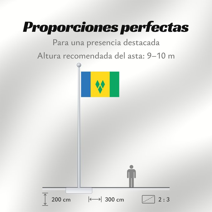 Proporciones de la bandera: Saint Vincent and the Grenadines	Saint-Vincent-et-les Grenadines	San Vicente y las Granadinas	St. Vincent und die Grenadinen	Saint Vincent e Grenadine	Флаг Сент-Винсента и Гренадин	Saint Vincenta in Grenadin