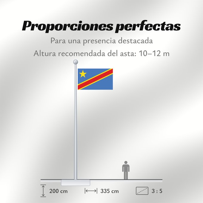 Proporciones de la bandera: Democratic Republic of the Congo	The national flag of the Democratic Republic of the Congo	La République démocratique du Congo	Rep. Dem. del Congo	Demokratischen Republik Kongo	Repubblica Democratica del Congo	Democratische Republiek Congo	علم جمهورية الك