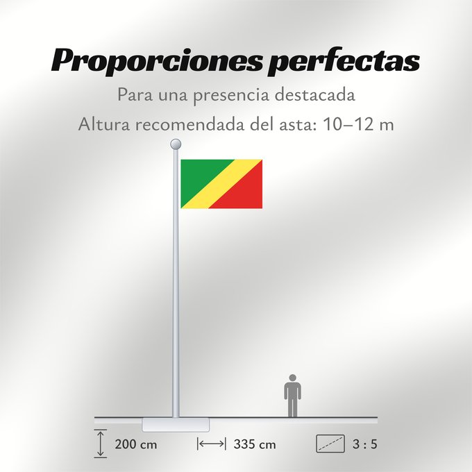 Proporciones de la bandera: Republic of the Congo Congo République du Congo República del Congo Republik Kongo Repubblica del Congo República do Congo علم الكونغو Banniel Republik Kongo La Respubliko Kongo Kongoar bandera پرچم جمهوری کنگو Dalapo ya Repubilika ya Kongo Bɛndɛ́lɛ ya Re