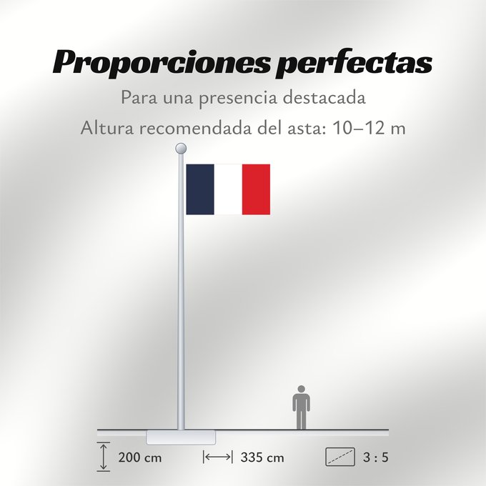 Proporciones de la bandera: France	Francia	Frankreich	France in #002654, #FFFFFF, #CE1126