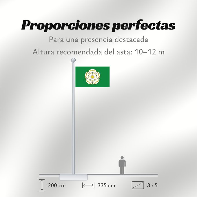 Proporciones de la bandera: Unofficial county flag of North Yorkshire	Unofficial County Flag of North Yorkshire - the White Rose of York on a green ground	Yorkshire du nord	Yorkshire del norte	North Yorkshire	Yorkshire del nord