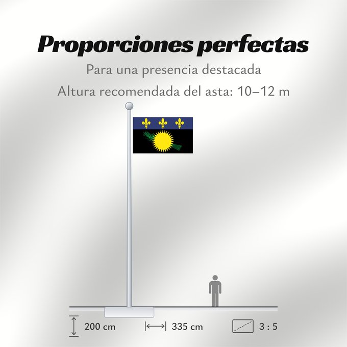 Proporciones de la bandera: Unofficial flag of Guadeloupe  local	Unofficial local flag of Guadeloupe	Guadeloupe	Guadalupe. Uso no oficial	Guadalupa
