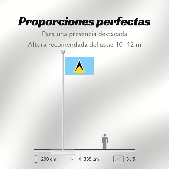 Proporciones de la bandera: Saint Lucia	Sainte-Lucie	Santa Lucía	Saint Lucias	St. Lucia	Santa Llucía	Sent Lisi	სენტ-ლუსიას დროშა	Sen Lusia	Флаг Сент-Люсии	Saint Lucije