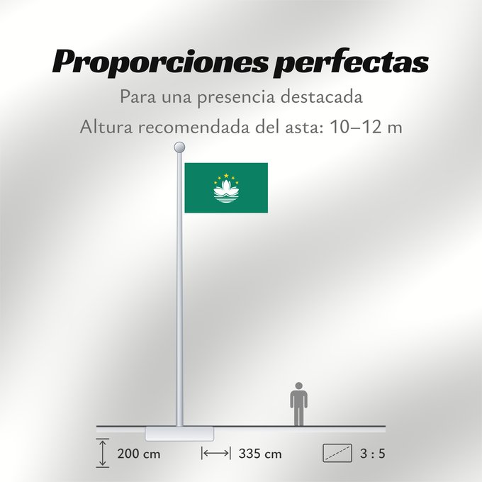 Proporciones de la bandera: Macau Macao Região Administrativa Especial de Macau 澳門特別行政區區旗 / Ó̤-muòng Dĕk-biék Hèng-céng-kṳ̆ kṳ̆-gì Macaa 澳門特別行政區區旗 澳門特別行政區區旗 / Àu-mûn Thi̍t-phe̍t Hàng-tsṳn-khî khî-khì マカオの旗 Aumın 마카오의 旗 / 마카오의 기 澳門特別行政區之區旗 Флаг Макао Makao ئاۋمېن بايرىقى Прапор А