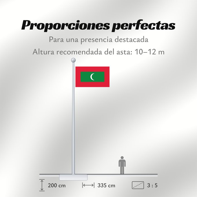 Proporciones de la bandera: Maldives Maldivas Malediven Maldive Maldiven Das Maldivas ދިވެހިރާއްޖޭގެ ދިދަ La Maldivoj Флаг Мальдив Maldivov Maldivernas ธงชาติ ประเทศมัลดีฟ