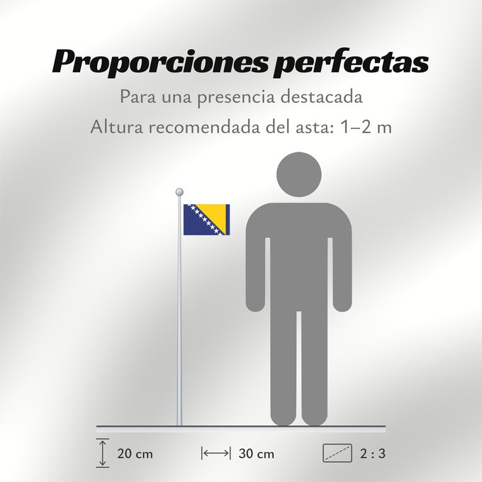 Proporciones de la bandera: Bosnia and Herzegovina	Bosnie-Herzégovine	Bosnia y Herzegovina	Bosnien und Herzegowina	Bosnia-Erzegovina	Bosnië en Herzegovina	Bośni i Hercegowiny	علم البوسنة والهرسك	Bosne i Hercegovine	Bosny a Hercegoviny	Боснꙑ ꙁнамѧ / Ⰱⱁⱄⱀⱏⰺ ⰸⱀⰰⰿⱔ	Bosnien-Hercegovinas	