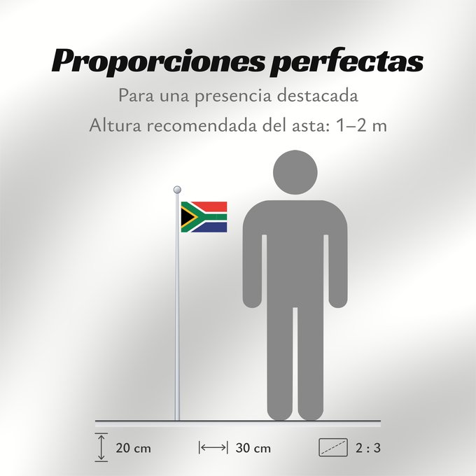 Proporciones de la bandera: South Africa	Afrique du Sud	Sudáfrica	Südafrika	Sudafrica	South África Used color National flag | South African Government and Pantone Color Picker      green rendered as RGB 000 119 073Pantone 3415 C      yellow rendered as RGB 255 184 028Pantone 1235 C 
