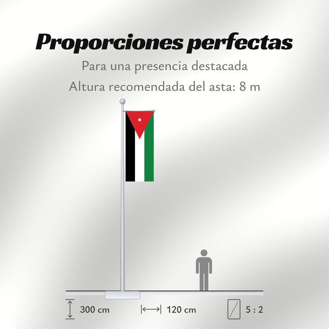 Proporciones de la bandera: Jordan	Jordanie	Jordania	Jordanien	Giordania	Jordanië	علم الأردن	Jordanio	Iordaniei	Флаг Иордании	Jordanije	Ürdün