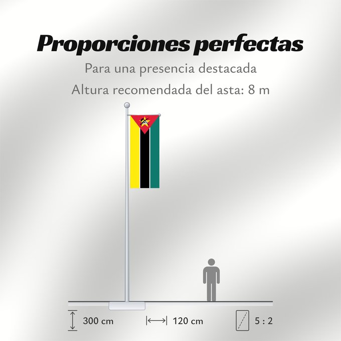 Proporciones de la bandera: Mozambique	Mosambik	Mozambico	Moçambique	علم موزمبيق	Mozambiko	Mozambikas Republikas	Sainan i Maozambika	Флаг Мозамбика	Mozambika	Musaanbiiq	Moçambiques	Msumbiji