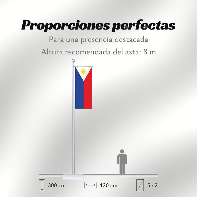 Proporciones de la bandera: Philippines	The national flag of the Philippines	Filipinas	Philippinen	Filippine	Filipijnen	علم فلبين	An nasyunal na bandera kan Filipinas	ফিলিপাইনের জাতীয় পতাকা	Ang nasodnong bandera sa Pilipinas	La nacia flago de la Filipinoj	Wagayway ti Filipinas	フィリピ