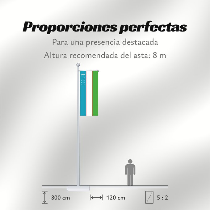 Proporciones de la bandera: Uzbekistan	Ouzbékistan	República de Uzbekistán	Usbekistan	Repubblica dell Uzbekistan	Oezbekistan	Nacional da República do Uzbequistão	علم جمهورية أوزبكستان	Özbəkistan Respublikasının Dövlət	Дзяржаўны Сцяг Рэспублікі Ўзбекістан	Дзяржаўны Сьцяг Рэспублікі Ў