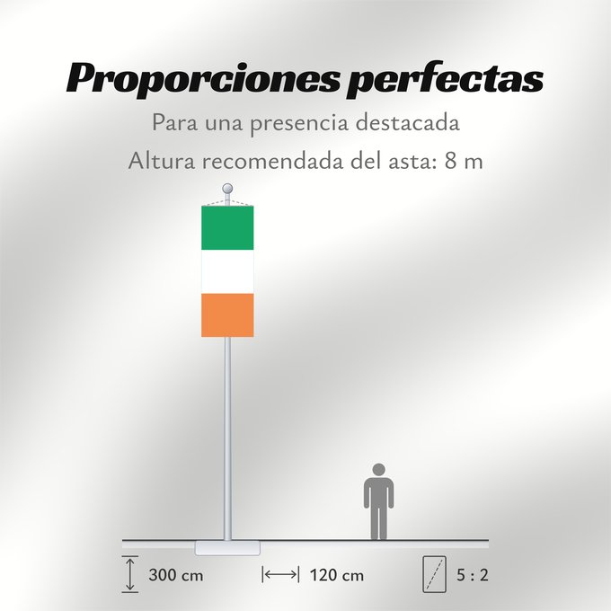 Proporciones de la bandera: Ireland	Note that the green portion of the flag was designed to represent the majority Catholic residents of the island	La partie verte du drapeau représente la majorité catholique de l île	Es notable el hecho que la parte verde de la bandera representa l