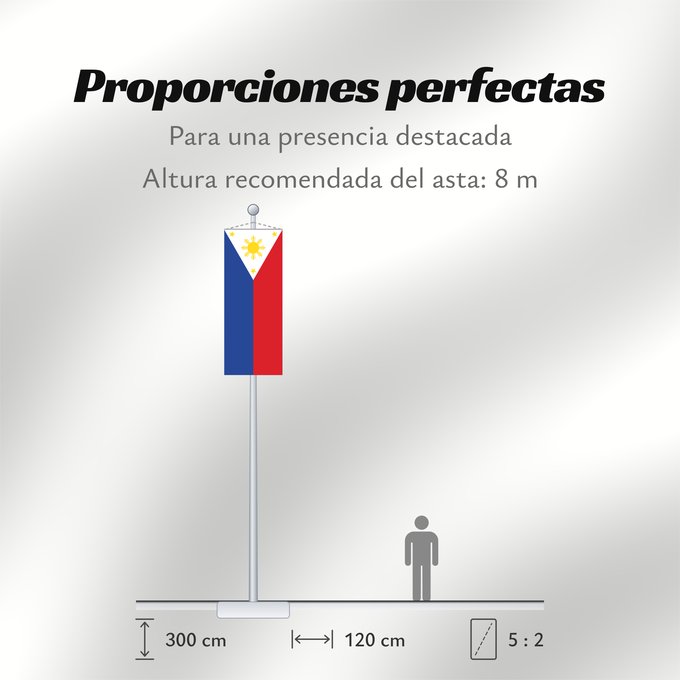 Proporciones de la bandera: Philippines	The national flag of the Philippines	Filipinas	Philippinen	Filippine	Filipijnen	علم فلبين	An nasyunal na bandera kan Filipinas	ফিলিপাইনের জাতীয় পতাকা	Ang nasodnong bandera sa Pilipinas	La nacia flago de la Filipinoj	Wagayway ti Filipinas	フィリピ