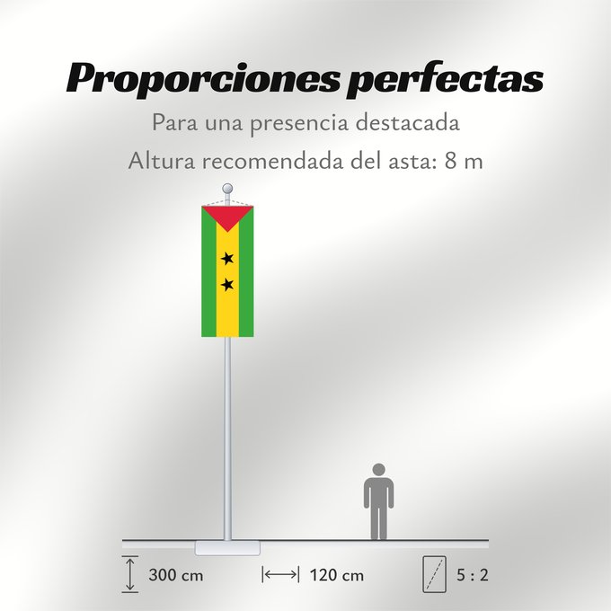 Proporciones de la bandera: Sao Tome and Principe Sao Tomé-et-Principe Santo Tomé y Príncipe São Tomé und Príncipe Sao Tome e Principe