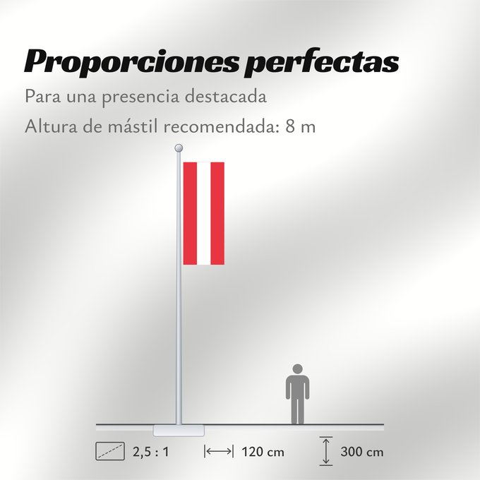 Proporciones de la bandera: Austria	Austria with the red in the Austrian national colours which was official ordered within the Austrian Armed Forces  Bundesheer  in the characteristic  Pantone 032 C”  since May 2018 the Red is ordered in the characteristic  Pantone 186 C”	L Autrich