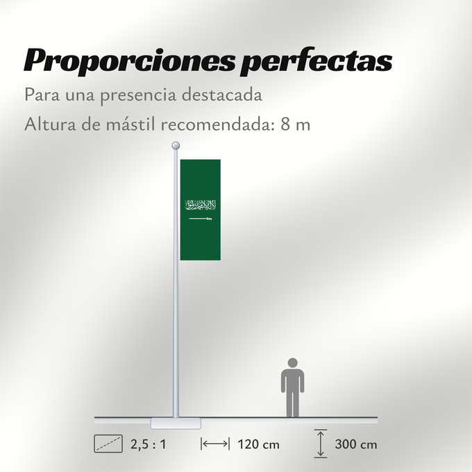 Proporciones de la bandera: Civil Ensign of Saudi Arabia  obverse	Saudi Arabia	Arabie saoudite	Arabia Saudita	Saudi-Arabien	الشعار المدني في الأعلى على الركن الأيمن للعلم، ومعدل التناسب ٢ ٣