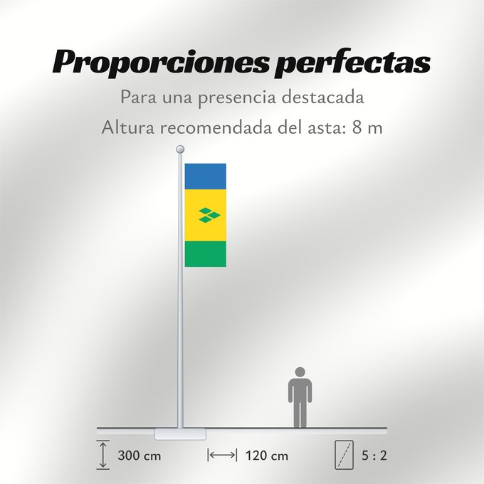 Proporciones de la bandera: Saint Vincent and the Grenadines	Saint-Vincent-et-les Grenadines	San Vicente y las Granadinas	St. Vincent und die Grenadinen	Saint Vincent e Grenadine	Флаг Сент-Винсента и Гренадин	Saint Vincenta in Grenadin