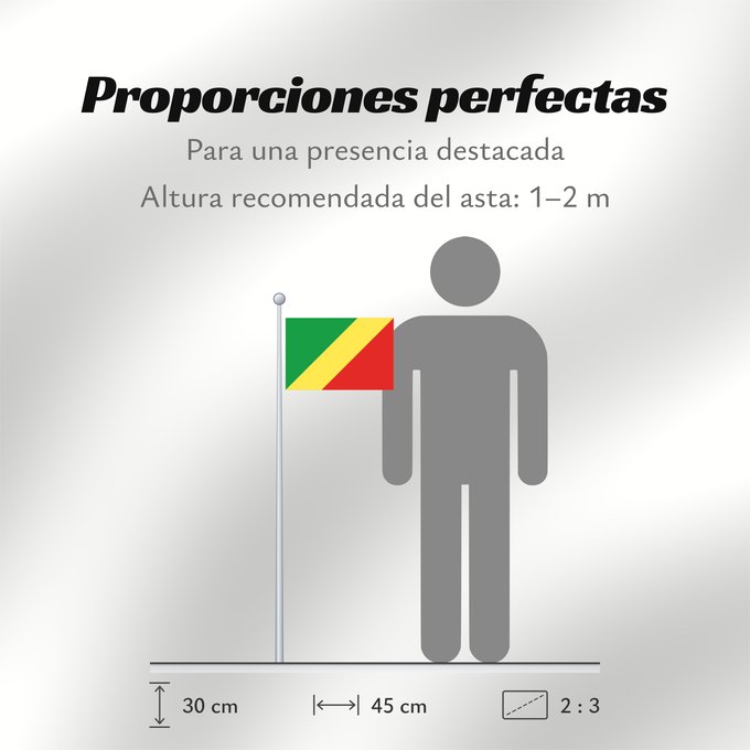 Proporciones de la bandera: Republic of the Congo Congo République du Congo República del Congo Republik Kongo Repubblica del Congo República do Congo علم الكونغو Banniel Republik Kongo La Respubliko Kongo Kongoar bandera پرچم جمهوری کنگو Dalapo ya Repubilika ya Kongo Bɛndɛ́lɛ ya Re