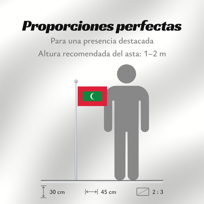 Proporciones de la bandera: Maldives Maldivas Malediven Maldive Maldiven Das Maldivas ދިވެހިރާއްޖޭގެ ދިދަ La Maldivoj Флаг Мальдив Maldivov Maldivernas ธงชาติ ประเทศมัลดีฟ