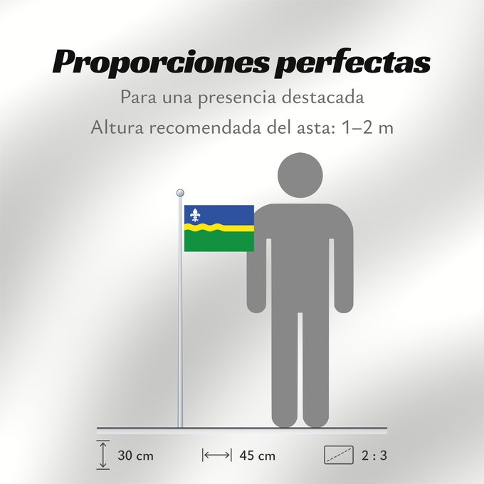 Proporciones de la bandera: Flevoland	Flevoland 	Flevolanda	Fan Flevolân	Vlage van Flevolaand	Vlagge van Flevoland