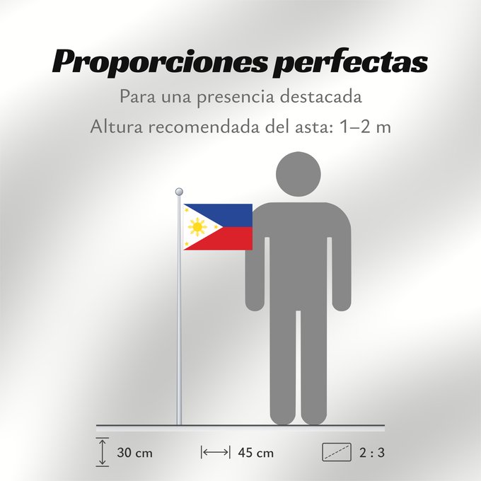 Proporciones de la bandera: Philippines	The national flag of the Philippines	Filipinas	Philippinen	Filippine	Filipijnen	علم فلبين	An nasyunal na bandera kan Filipinas	ফিলিপাইনের জাতীয় পতাকা	Ang nasodnong bandera sa Pilipinas	La nacia flago de la Filipinoj	Wagayway ti Filipinas	フィリピ
