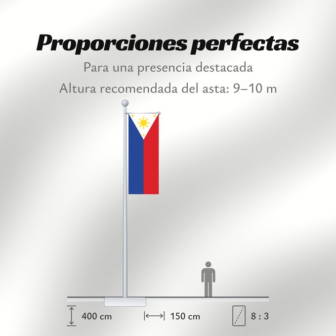 Proporciones de la bandera: Philippines	The national flag of the Philippines	Filipinas	Philippinen	Filippine	Filipijnen	علم فلبين	An nasyunal na bandera kan Filipinas	ফিলিপাইনের জাতীয় পতাকা	Ang nasodnong bandera sa Pilipinas	La nacia flago de la Filipinoj	Wagayway ti Filipinas	フィリピ
