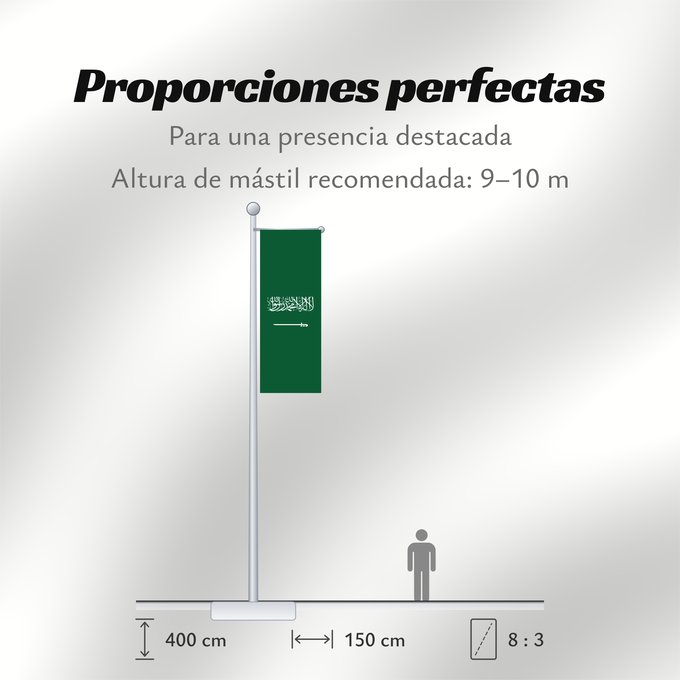 Proporciones de la bandera: Civil Ensign of Saudi Arabia  obverse	Saudi Arabia	Arabie saoudite	Arabia Saudita	Saudi-Arabien	الشعار المدني في الأعلى على الركن الأيمن للعلم، ومعدل التناسب ٢ ٣