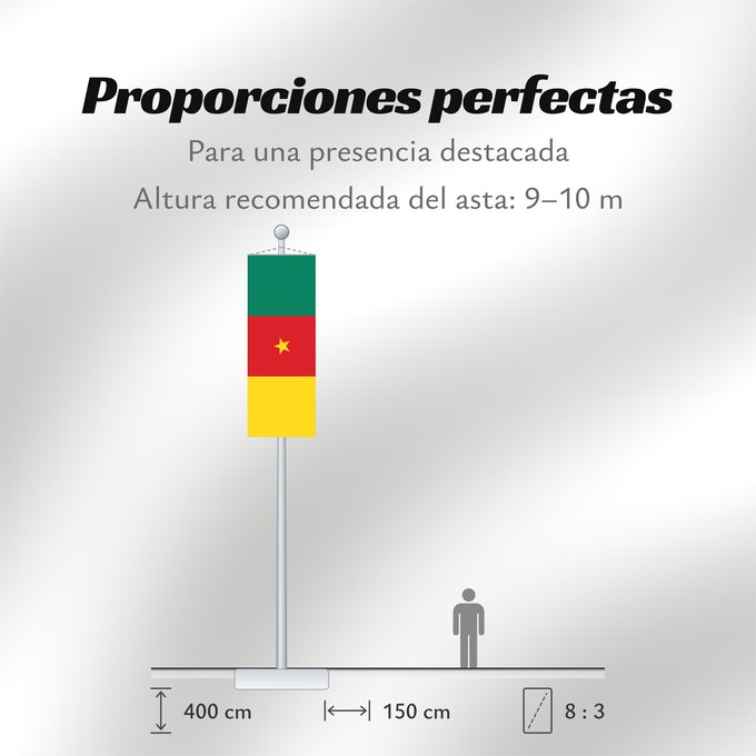 Proporciones de la bandera: Cameroon Cameroun Camerún Kamerun Camerun ক্যামেরুনের পতাকা। Kamerunu Kameruno پرچم کامرون Fändel vum Kamerun Знаме на Камерун Camerunului Kameruna Kameruns