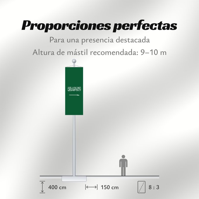 Proporciones de la bandera: Civil Ensign of Saudi Arabia obverse Saudi Arabia Arabie saoudite Arabia Saudita Saudi-Arabien الشعار المدني في الأعلى على الركن الأيمن للعلم، ومعدل التناسب ٢ ٣