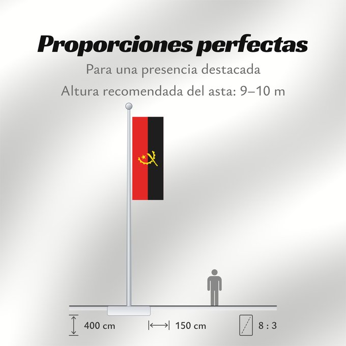 Proporciones de la bandera: Angola	Dell Angola	የአንጎላ ሰንደቅ ዓላማ	علم أنغولا	Angoly	Σημαία της Αγκόλας	پرچم آنگولا	Angolan	अंगोला ध्वज	Bandel a Ngola	Ala Angolayê	Bɛndɛ́lɛ ya Angola	Sainan i Angola	Angolei	Флаг Анголы	Angole	Angoola	Seboko ye Angola	Angolas	அங்கோலா கொடி	Mujeko ya Angola