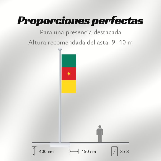 Proporciones de la bandera: Cameroon	Cameroun	Camerún	Kamerun	Camerun	ক্যামেরুনের পতাকা।	Kamerunu	Kameruno	پرچم کامرون	Fändel vum Kamerun	Знаме на Камерун	Camerunului	Kameruna	Kameruns