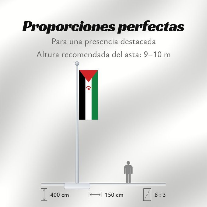 Proporciones de la bandera: Sahrawi Arab Democratic Republic Western Sahara République arabe sahraouie démocratique República Árabe Saharaui Democrática Demokratischen Arabischen Republik Sahara Repubblica Democratica Araba Sahrawi Arabische Democratische Republiek Sahara República