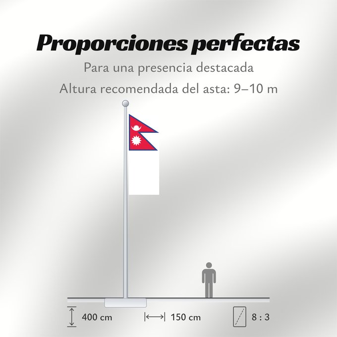 Proporciones de la bandera: Nepal Népal علم نيبال নেপালের জাতীয় পতাকা নেপালর ফিরালহান Banniel Nepal Nepala Nepálská vlajka Σημαία του Νεπάλ Nepalo Nepali lipp Nepalgo bandera Nepalin नेपाल का ध्वज Nepál ネパールの国旗 Nepālas Знаме на Непал Nepals flagg नेपालको झण्डा Det nepalske flagget