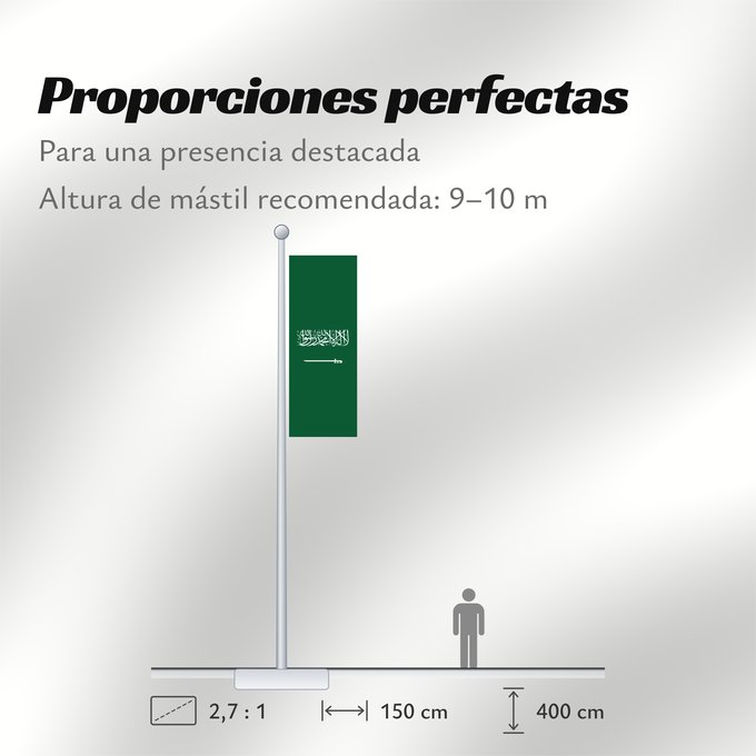Proporciones de la bandera: Civil Ensign of Saudi Arabia  obverse	Saudi Arabia	Arabie saoudite	Arabia Saudita	Saudi-Arabien	الشعار المدني في الأعلى على الركن الأيمن للعلم، ومعدل التناسب ٢ ٣