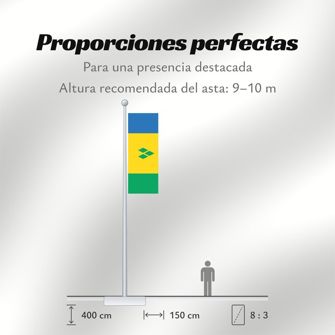 Proporciones de la bandera: Saint Vincent and the Grenadines	Saint-Vincent-et-les Grenadines	San Vicente y las Granadinas	St. Vincent und die Grenadinen	Saint Vincent e Grenadine	Флаг Сент-Винсента и Гренадин	Saint Vincenta in Grenadin
