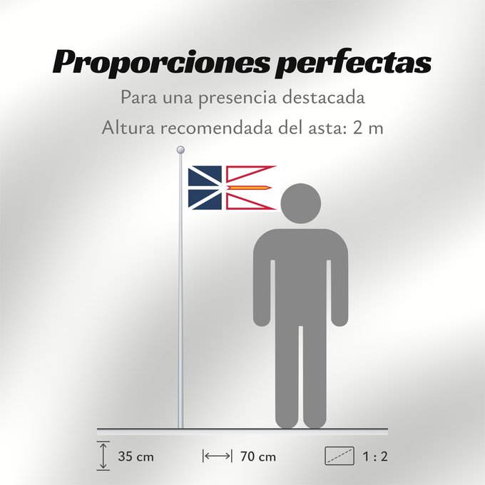 Proporciones de la bandera: Newfoundland and Labrador	Terre-Neuve-et-Labrador	Terranova y Labrador	Neufundland und Labrador	Terranova	Banniel Douar-Nevez ha Labrador