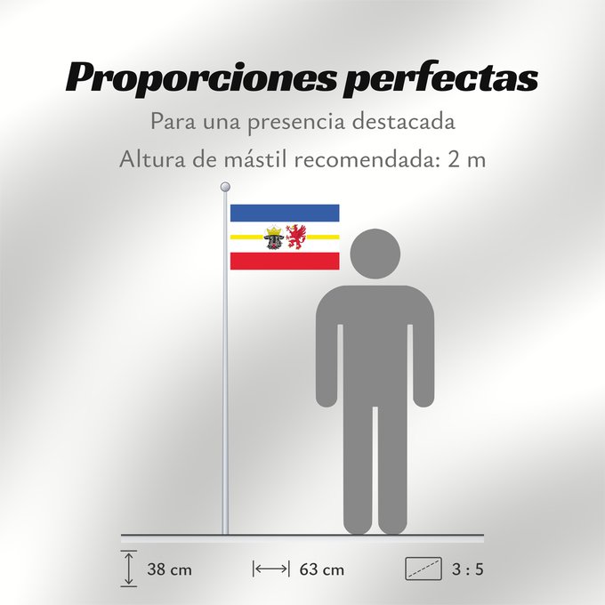 Proporciones de la bandera: Mecklenburg-Western Pomerania Mecklenburg-Vorpommern Mecklembourg-Poméranie-Occidentale Mecklemburgo-Pomerania Occidental Meclemburgo-Pomerania Anteriore