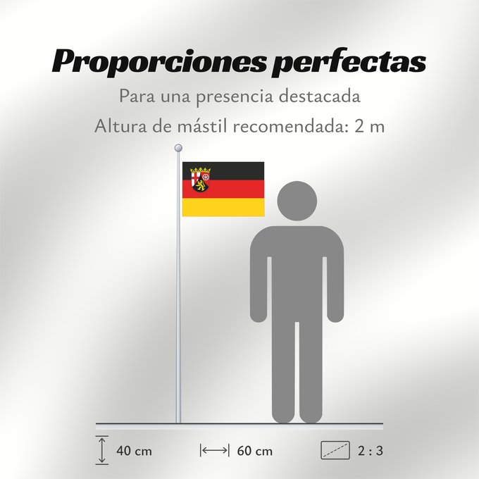 Proporciones de la bandera: Rhineland-Palatinate	Civil and state flag of the state Rhineland-Palatinate	Rhénanie-Palatinat	Renania-Palatinado	Zivil- und Landesdienstflagge des Landes Rheinland-Pfalz	Renania-Palatinato