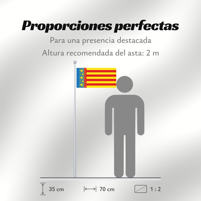 Proporciones de la bandera: Land of Valencia  official	Land of Valencia, 1 2 ratio	Valencia Community	Comunidad Valenciana, proporciones 1 2	Valencian Community	Comunità Valenciana	D o Comunidat Balenziana	Comunidá Valenciana	Comunitat Valenciana, proporcions 1 2	Valentziako Erkideg