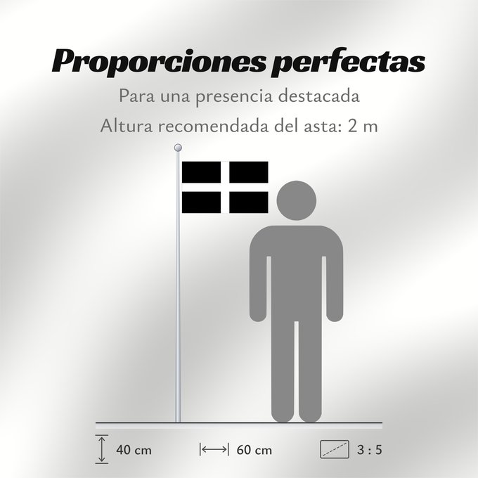 Proporciones de la bandera: Cornwall Saint Piran s Flag, Flag of Cornwall Saint Piran, Drapeau des Cornouailles Cornualles Cornovaglia Cornwealla fana Banniel Sant Piran Cernyw Chorn Peran, Baner Kernow Cornubiae