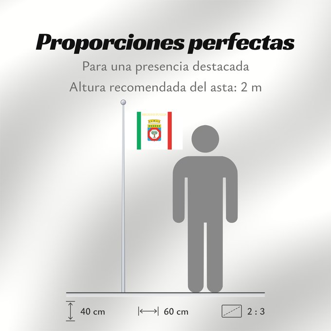 Proporciones de la bandera: Apulia	Apulia or Puglia	région des Pouilles	Apulia o Pulla	Apulien	Puglia