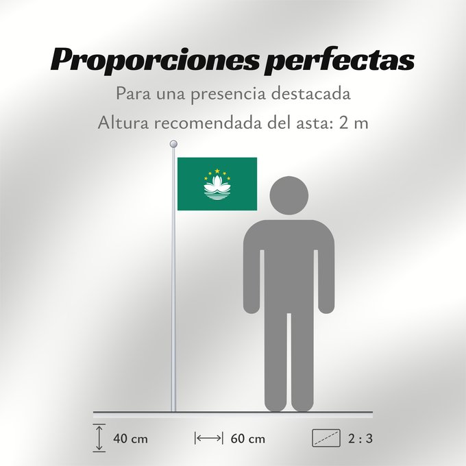 Proporciones de la bandera: Macau	Macao	Região Administrativa Especial de Macau	​澳門特別行政區區旗 / Ó̤-muòng Dĕk-biék Hèng-céng-kṳ̆ kṳ̆-gì	Macaa	​澳門特別行政區區旗	​澳門特別行政區區旗 / Àu-mûn Thi̍t-phe̍t Hàng-tsṳn-khî khî-khì	マカオの旗	Aumın	마카오의 旗 / 마카오의 기	​澳門特別行政區之區旗	Флаг Макао	Makao	ئاۋمېن بايرىقى	Прапор А