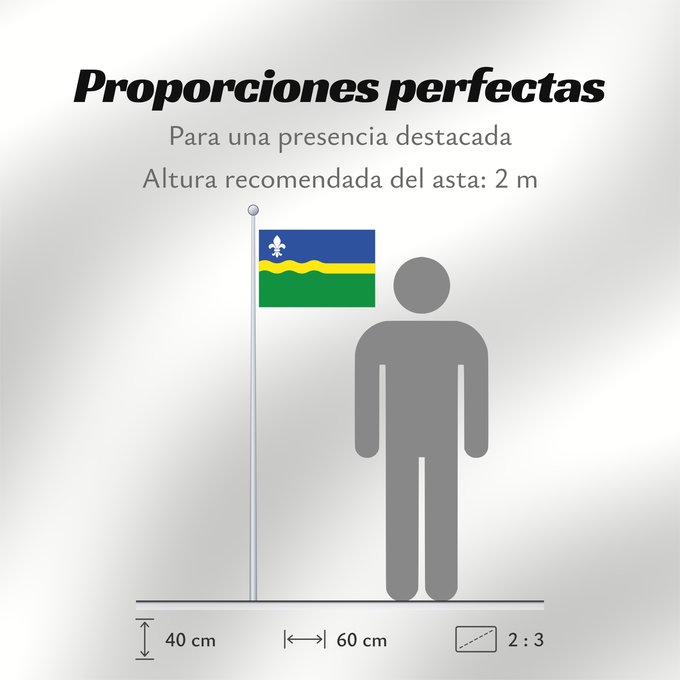 Proporciones de la bandera: Flevoland	Flevoland 	Flevolanda	Fan Flevolân	Vlage van Flevolaand	Vlagge van Flevoland