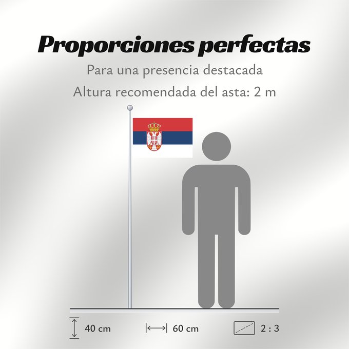 Proporciones de la bandera: Civil Flag of Serbia	Civil flag of Serbia	Serbie	Serbia	Serbien	Narodna zastava Srbije	Nemzeti zászló szerbia	Srbská národná vlajka	Kombëtar i Serbisë