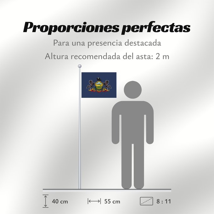 Proporciones de la bandera: Pennsylvania	Pennsylvanie	Pensilvania	Pennsylvanien	ᎤᎩᏓᎵᏱ ᎦᏓᏘ	Ka hae Penekelewinia	ペンシルベニア州の旗 中文：​賓夕法尼亞州州旗	Pennsilvaniae	Pénsówéíniyah Hahoodzo bidah naatʼaʼí	Pennsilfaani	Флаг Пенсильвании	Američke savezne države Pennsylvanie	Pennsylvanias	​賓夕法尼亞州州旗