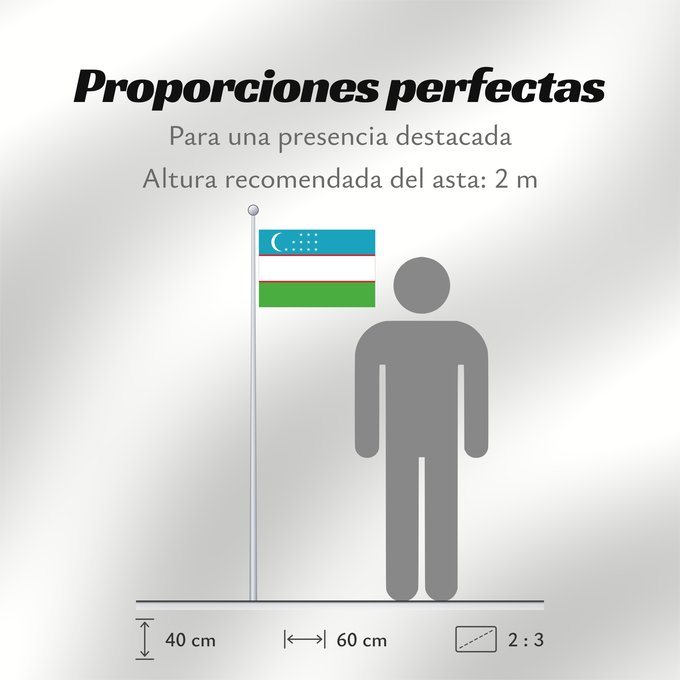 Proporciones de la bandera: Uzbekistan	Ouzbékistan	República de Uzbekistán	Usbekistan	Repubblica dell Uzbekistan	Oezbekistan	Nacional da República do Uzbequistão	علم جمهورية أوزبكستان	Özbəkistan Respublikasının Dövlət	Дзяржаўны Сцяг Рэспублікі Ўзбекістан	Дзяржаўны Сьцяг Рэспублікі Ў